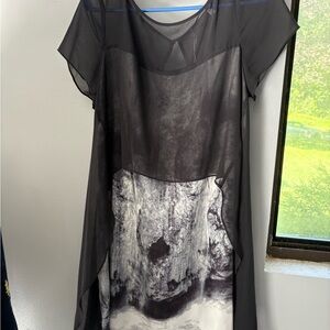 Elegant Black and White Sheer Women's Top